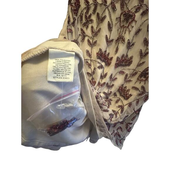 Altar'd State Beaded Ruby And Garnet Design Wrap Dress in Taupe Womens Size S. - Picture 6 of 7